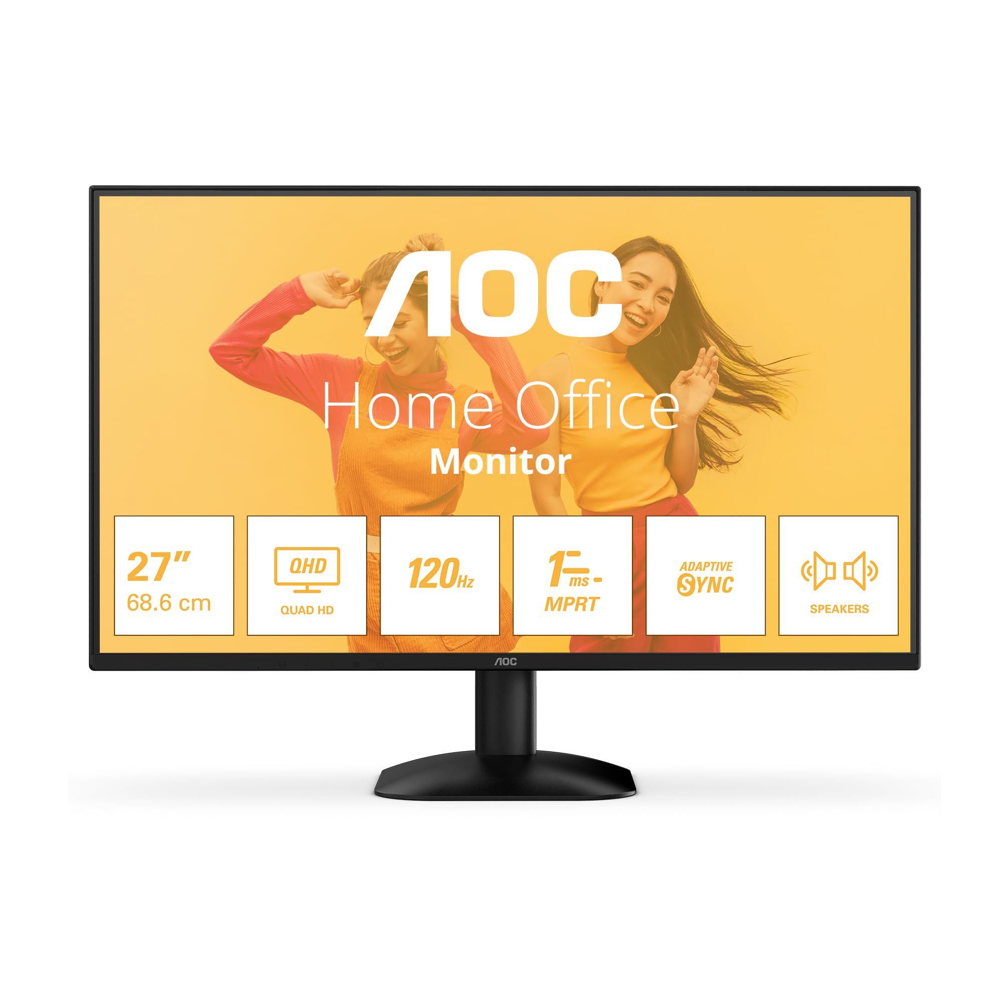 AOC 27B3CA2 - 27 Inch FHD Monitor, 100Hz, IPS, Speakers, USB-C Connectivity, FlickerFree, Adaptive Sync, LowBlue (1920 x 1080, 250 cd/m2, HDMI 1.4 / USB-C 65W Power delivery)