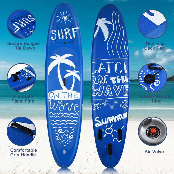 COSTWAY 9.7FT/11FT Inflatable Stand Up Paddle Board, 16cm Thick SUP with Accessories, Carry Bag, Adjustable Paddle, Hand Pump, Bottom Fin, Ankle Leash, Non-Slip Deck, for All Levels