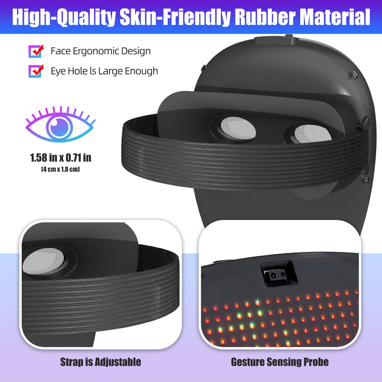 megoo LED Mask with Bluetooth Design Customized Programmable by APP,Halloween LED Luminous Mask for Costume Halloween DJ Masquerade Rave Cosplay Birthday Party