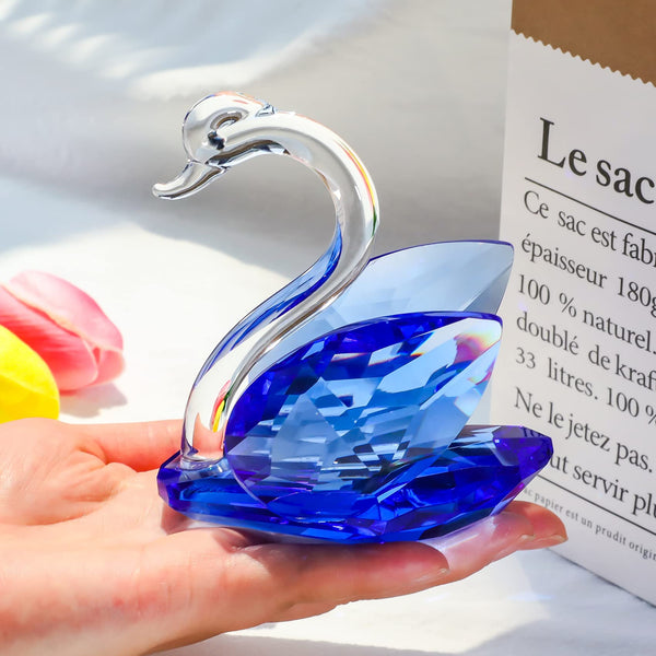 2PCS Crystal Swans Ornaments Gifts for Couple, Glass Figurines Collectibles With Sapphire Diamond 45th Anniversary Wedding Presents for Parents (45