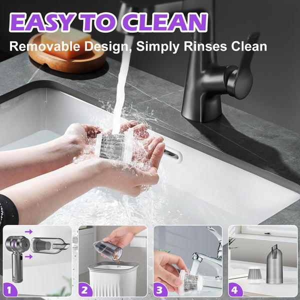 Lyiazsoy Car Vacuum Cleaner,22000PA High Power Mini Vacuum Cleaner,Rechargeable Handheld Vacuum,Portable Cordless Compressed Air Duster Air Blower for Car Home (Gold black)