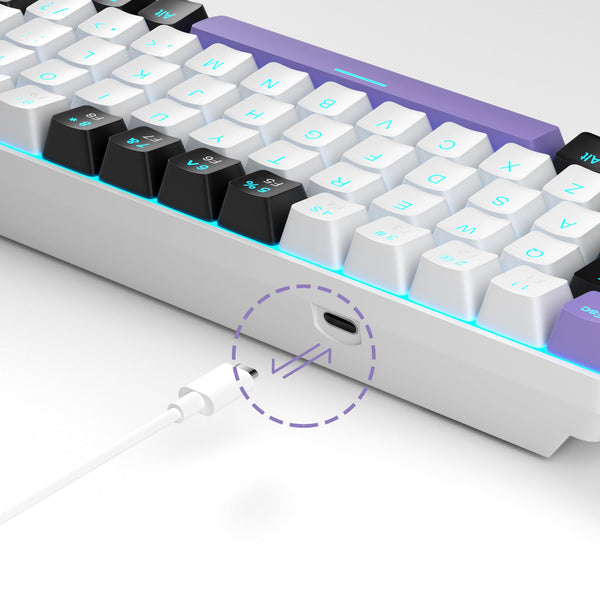 MageGee Portable 60% Gaming Mechanical Keyboard, Minimalist MK-Box Ice Blue Backlit Compact 68 Keys Wired Office Keyboard with Red Switch for Windows Laptop PC Mac Convenient(Gray & White)