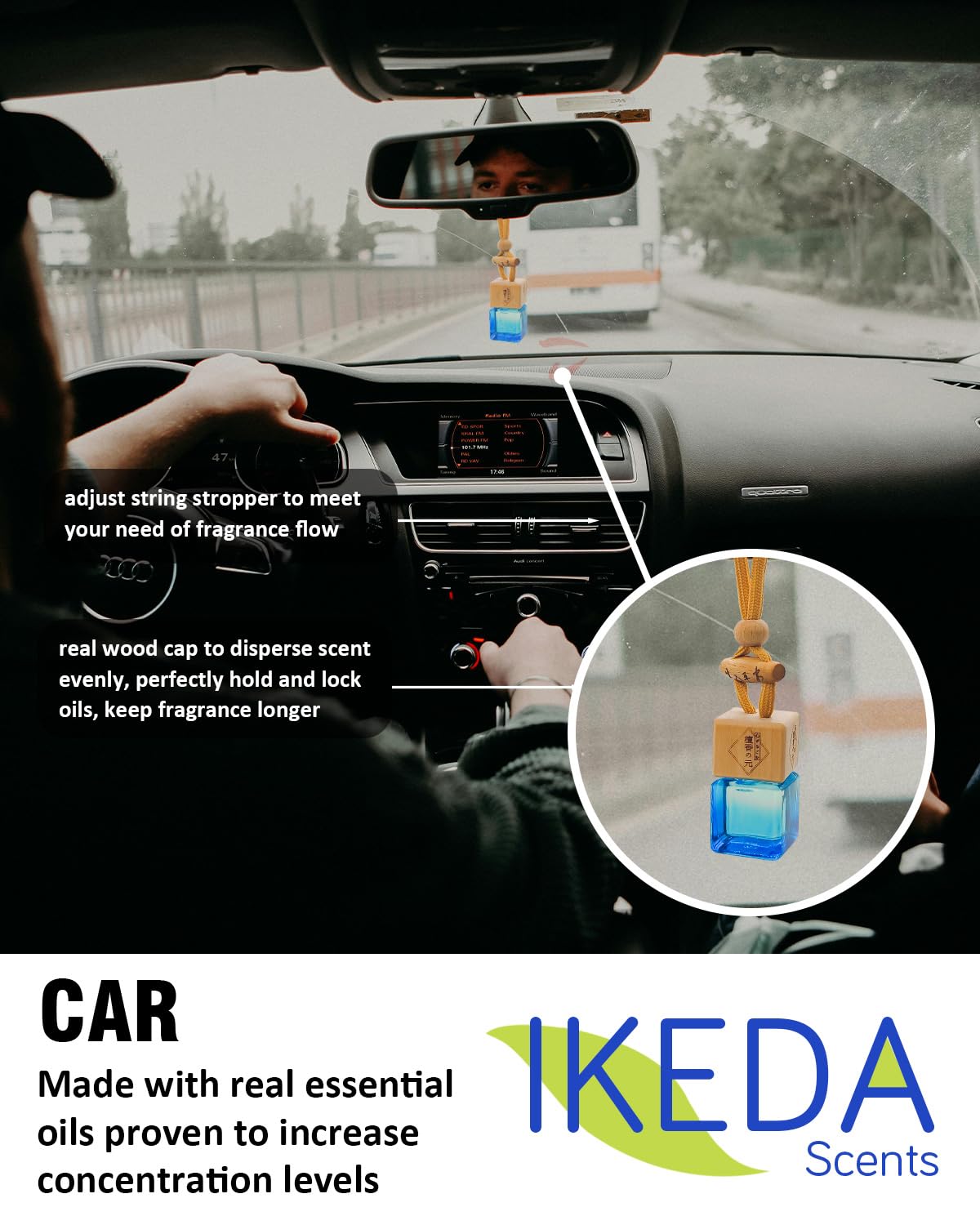 Car Air Fresheners for Men | Air Fresheners with Odour Eliminator Technology | Long Lasting Fragrance Car Accessories for Men | Strong Scents Perfume Diffusers (10ml Dark Night)