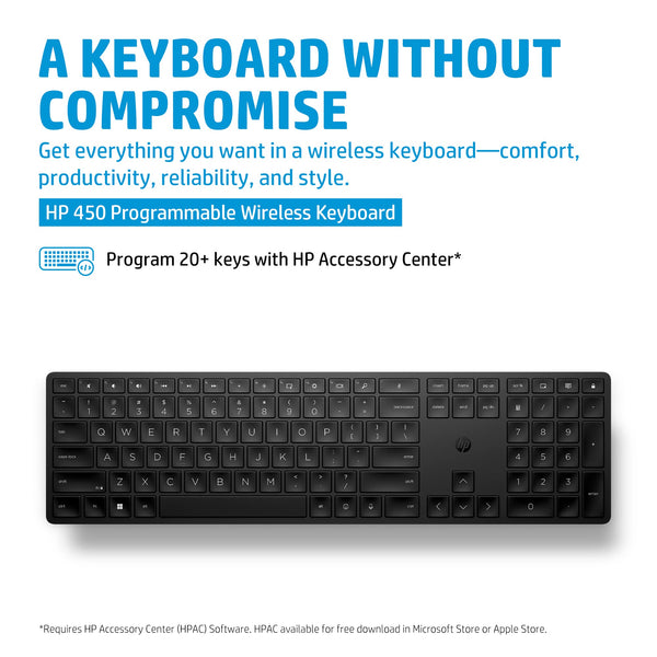 HP 460 Multi-Device Bluetooth Keyboard | Compatible with Chrome, PC or Mac | Bluetooth | Connect up to 3 Devices | Quick Switch Button | 12 Programmable Shortcut Keys | Up to 24 Months Battery | Black