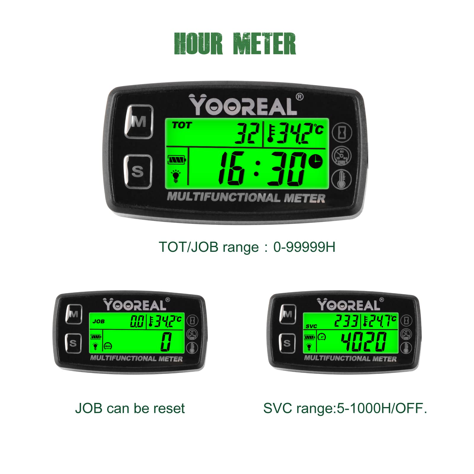 Yooreal Engine Temperature Gauge,TEMP Meter,User Shutdown Tachometer for Scooter Snowmobile Mini Bike Motorcycle Lawn Mower Generator Dump Truck