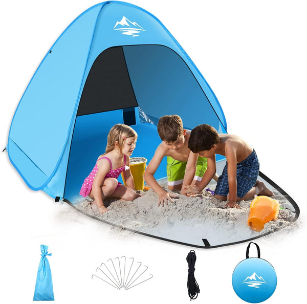Pop Up Beach Tent,Automatic Portable Sun Shelter Fit 2-3 Person,UPF 50+ UV Sun Protection Beach Shade Baby Canopy Cabana Air-Ventilating Waterproof for Family Beach Park Camping Picnic with Carry Bag