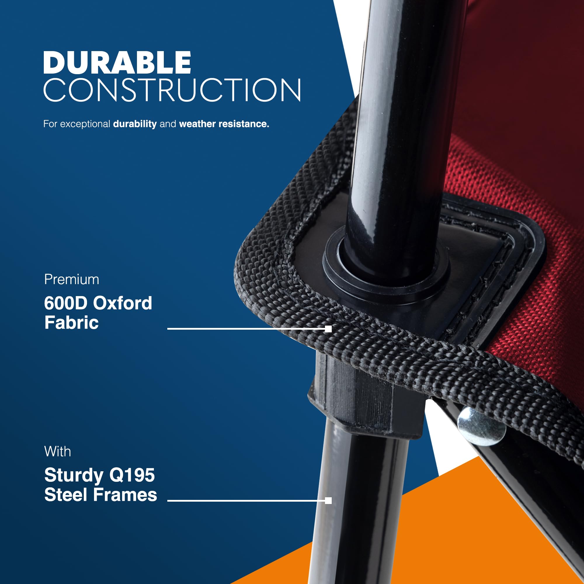 Voyager Folding Camping Chairs 2 Pack with Cooler Bag, Lightweight Q195 Steel Frame, 600D Oxford Fabric, Portable & Comfortable - Black (Black, Padded)