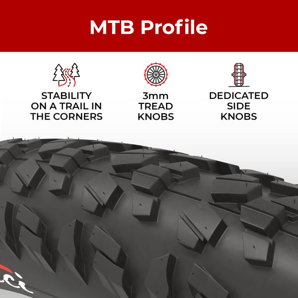 Fincci Bicycle Tyres MTB 26 x 1.95 inch - Pair Foldable Tires 26" with 1 mm Nylon Protection, Tyres 50-559 for Hybrid & Mountain & Electric Bikes -