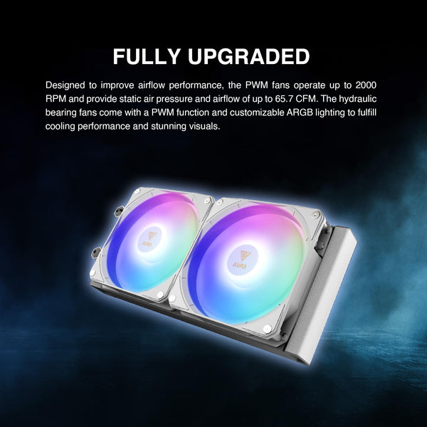 GAMDIAS AURA GL240 LCD 240mm AIO Liquid CPU Cooler, Customizable 4'' IPS LCD Display, Cableless Daisy Chained Fan, Software Ready, Support Low-Noise PWM & ARGB Sync, Intel LGA 1851/1700；AMD AM5, Black