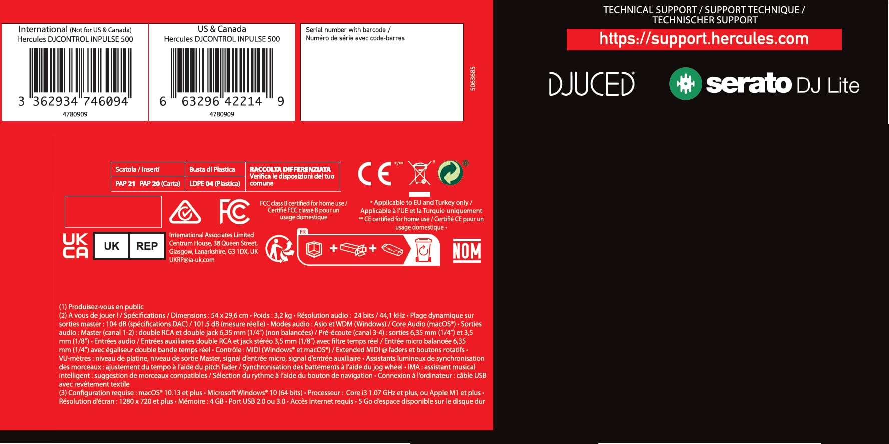 Hercules DJControl Inpulse 500 2-Deck USB DJ Controller for Serato DJ and DJUCED