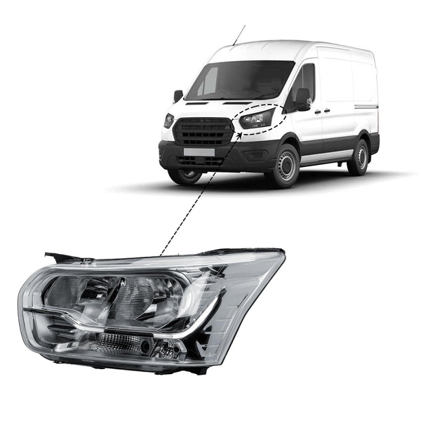 Replacement Passenger Left Side N/S Headlight Head Lamp Chrome Strip Electric Adjustment for Ford Transit MK8 2014-2025