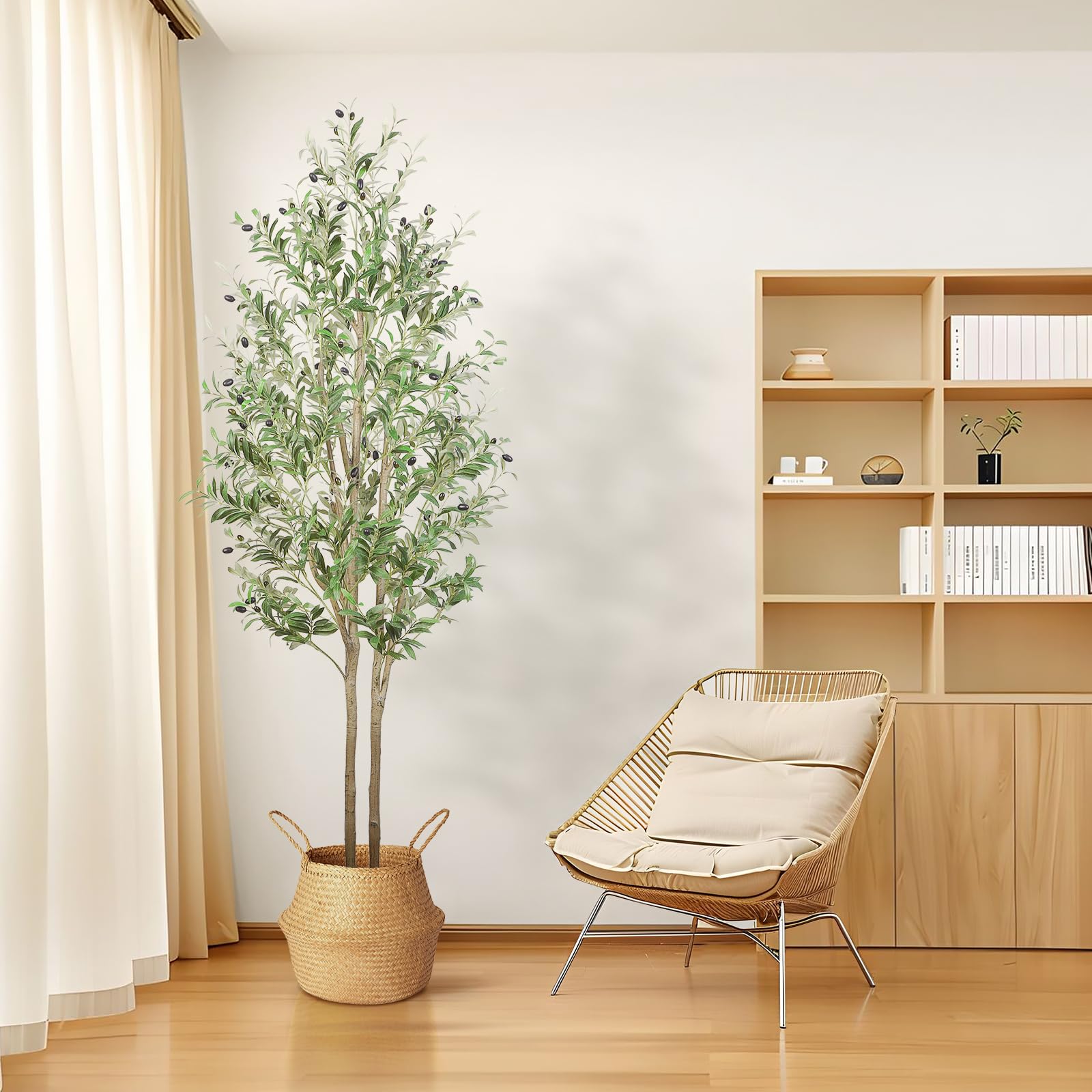 Alupssuc Artificial Olive Tree, Fake Olive Tree with Lifelike Leaves, Indoor Outdoor for Home & Garden, 7FT (210cm)