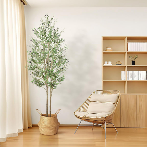 Alupssuc Artificial Olive Tree, Fake Olive Tree with Lifelike Leaves, Indoor Outdoor for Home & Garden, 7FT (210cm)