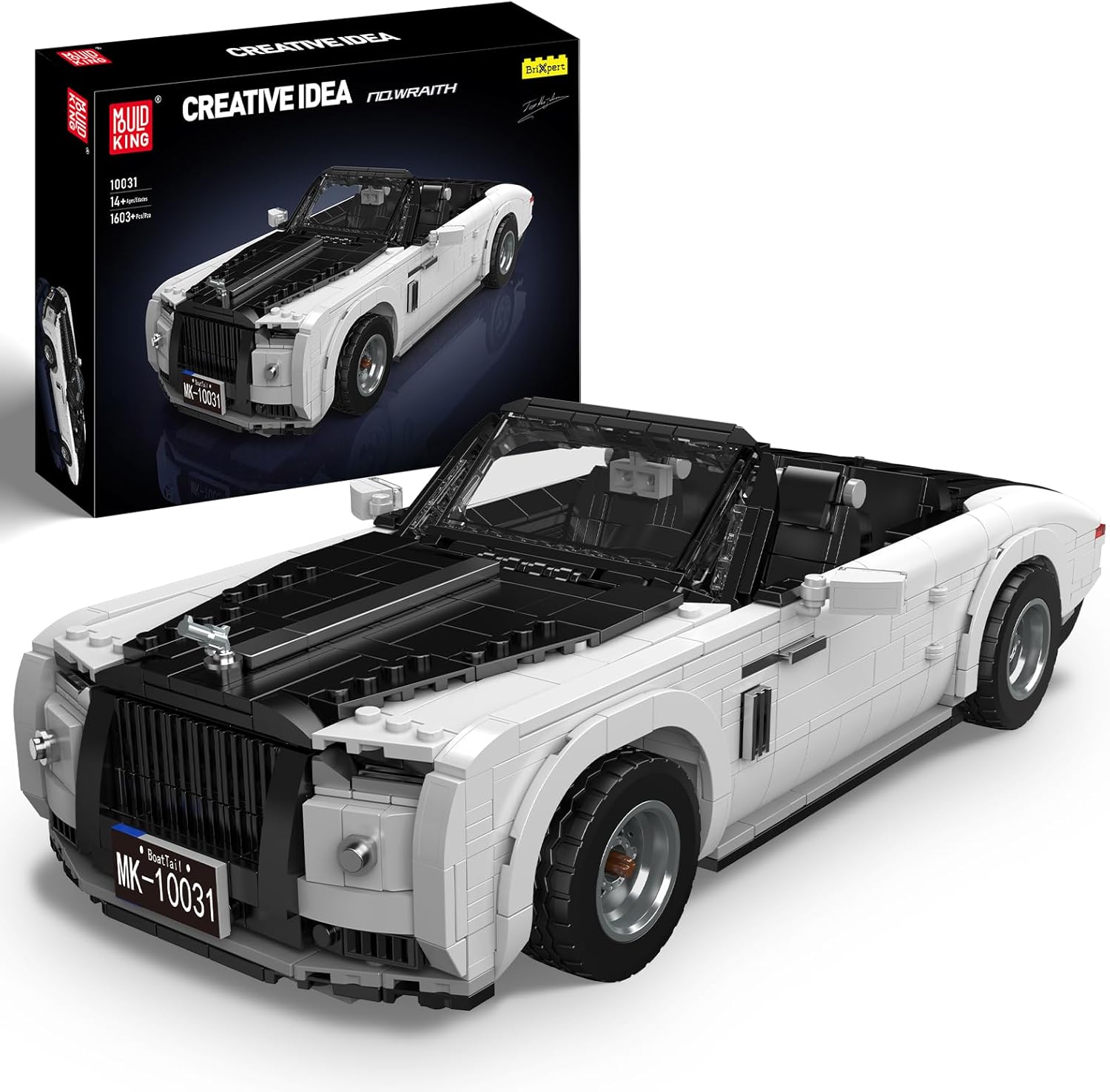 Mould King 10031 Retro Convertible Building Blocks Set, Classic 1:16 Scale Collectible Sports Vehicle Model Kit for Children Aged 14+/Adults (1603 Pieces)