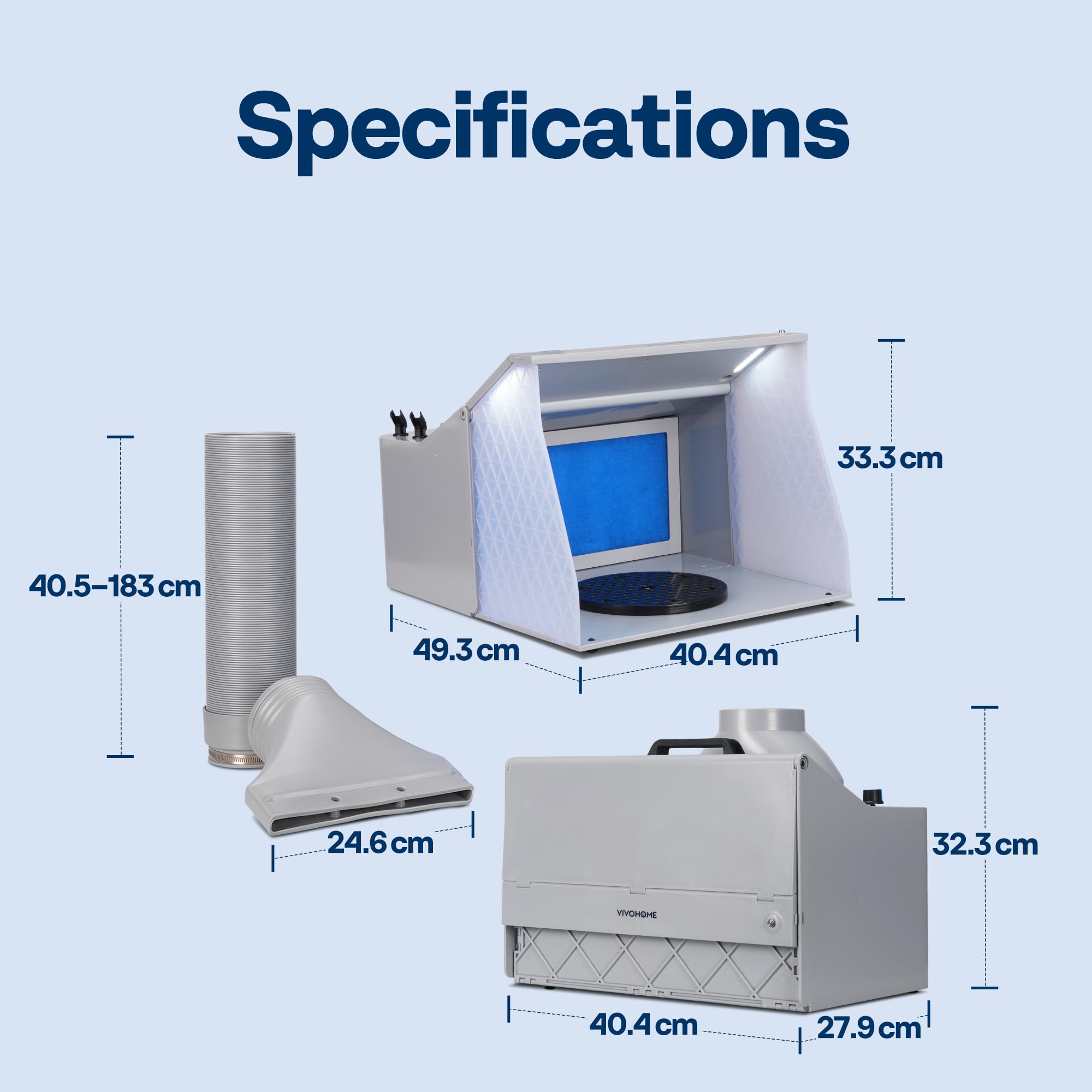 VIVOHOME Dual Fans Airbrush Paint Spray Booth with 4 LED Lights Turn Table and Filter Hose, Portable Airbrush Booth for Painting Model Craft