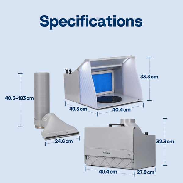 VIVOHOME Dual Fans Airbrush Paint Spray Booth with 4 LED Lights Turn Table and Filter Hose, Portable Airbrush Booth for Painting Model Craft