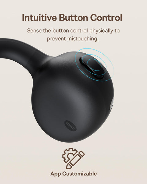 Baseus Bowie MC1 Open-Ear Headphones – Lightweight Bluetooth Air Clip with 40H Battery Life & Bass Ai HiFi Sound Quality & Bluetooth 5.4, (5.2g) with IP57 for Sports & Travel - White