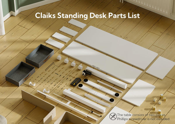 Claiks Electric Standing Desk with Drawers, 120x60cm Height Adjustable Desk with Storage Shelf and Splice Board, Stand Up Desk for Home Office, White Frame/Maple Top