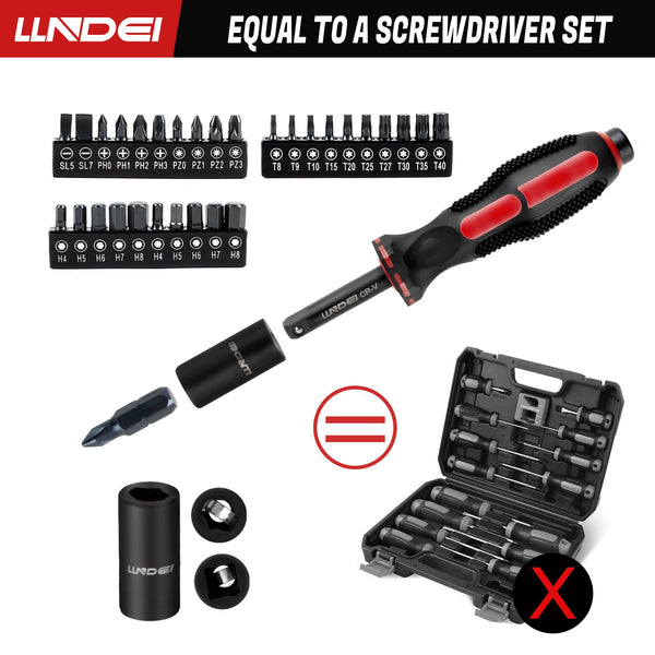 LLNDEI 1/4-Inch Drive Impact Socket Set, 52 PCS Mechanic Tool Set with Ratchet & Adapter, CR-V, Metric and Standard Full Sockets with Storage Tool Kit for Household & Automotive Repair & DIY Project