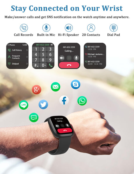 Smart Watch, Alexa Built-in, Answer/Make Calls 44mm Smartwatch Women Men, 1.83'' Sports Watch IP68 Waterproof, Heart Rate SpO2 Sleep Stress Monitor, Step Counter Watch for Android & iOS Phone