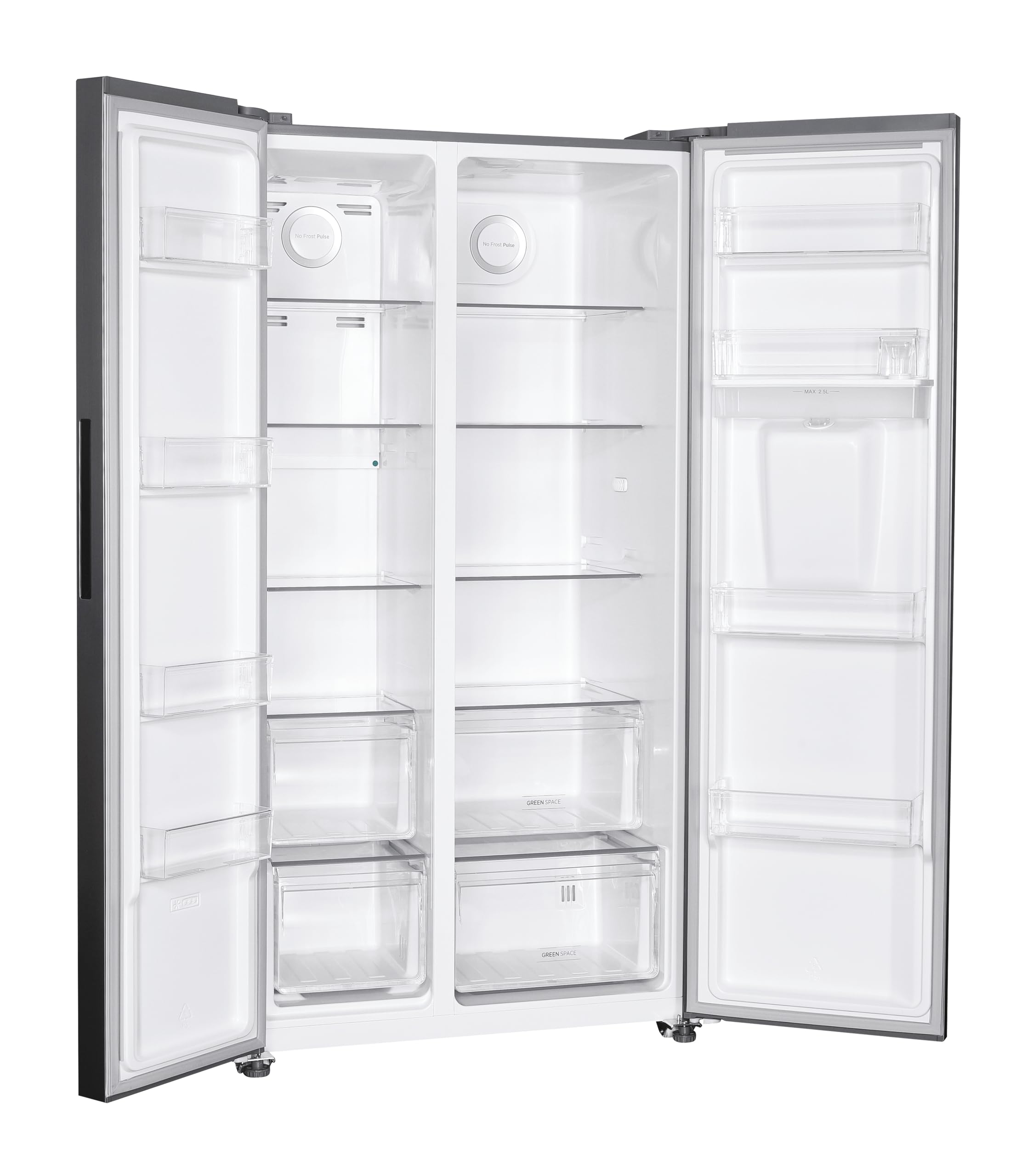 Hoover H-FRIDGE 500 MAXI Freestanding American Fridge Freezer with Water Dispenser, Side by Side, Total No Frost Technology, E Class, 532L Total Capacity, Inox, 91x67x177 cm - HHSBSO6174XWDK-1