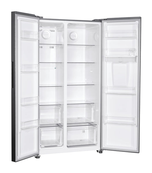 Hoover H-FRIDGE 500 MAXI Freestanding American Fridge Freezer with Water Dispenser, Side by Side, Total No Frost Technology, E Class, 532L Total Capacity, Inox, 91x67x177 cm - HHSBSO6174XWDK-1