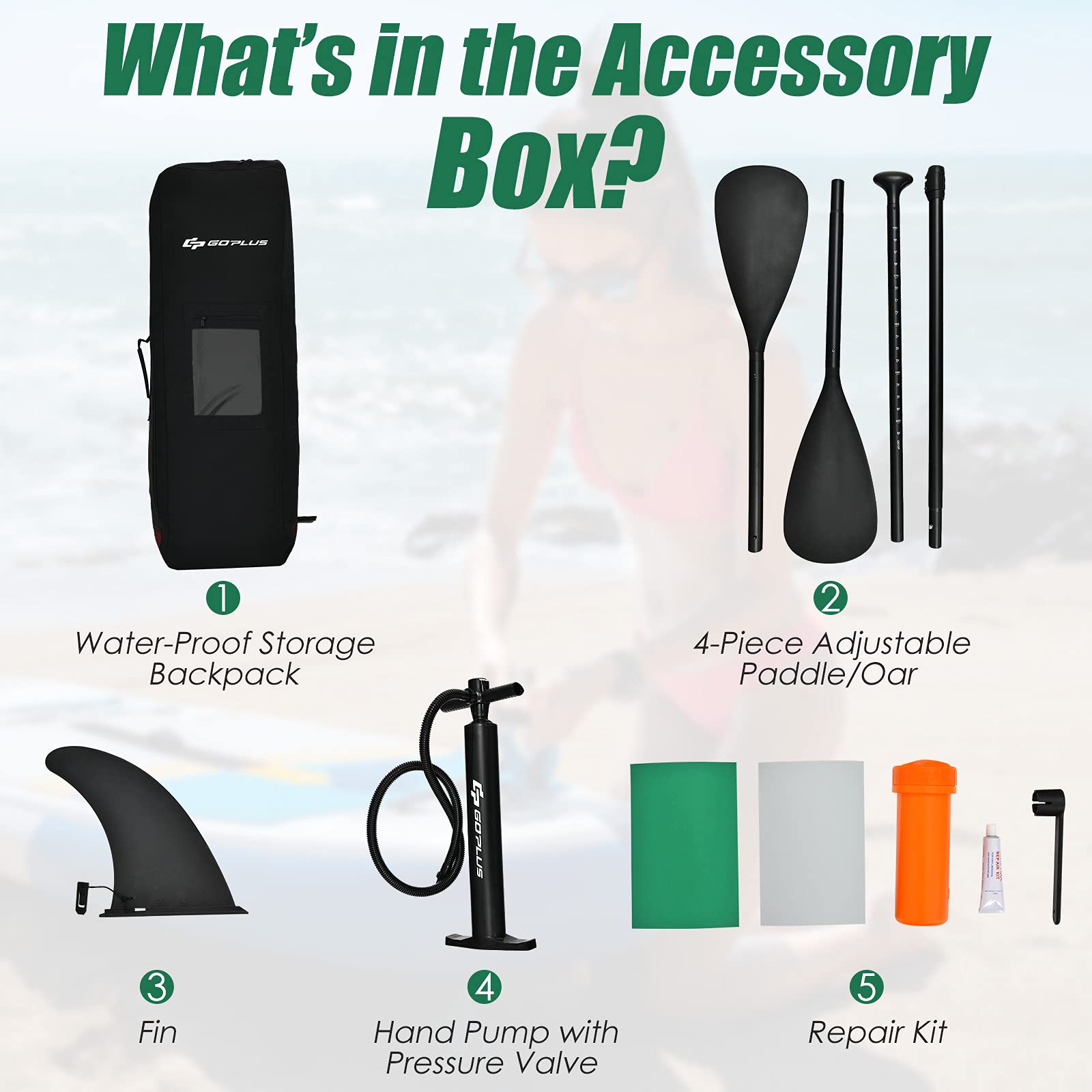 COSTWAY 10.8ft Inflatable Kayak, 1 Person Sit on Canoe with Adjustable Aluminum Oar, Hand Pump and Padded Seat, Paddle Kayaks Blow up Boat for River Lake Sea