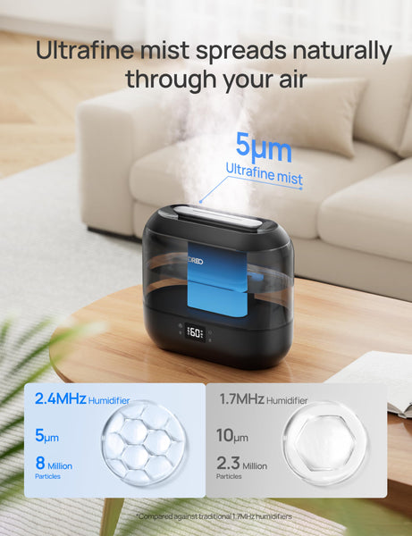 Dreo Smart Humidifier for Bedroom, 4L Cool Mist Humidifier for Home Baby, Humidity Sensor, Auto Mode, 32H Last, Oil Diffuser, 28dB Quiet Ultrasonic