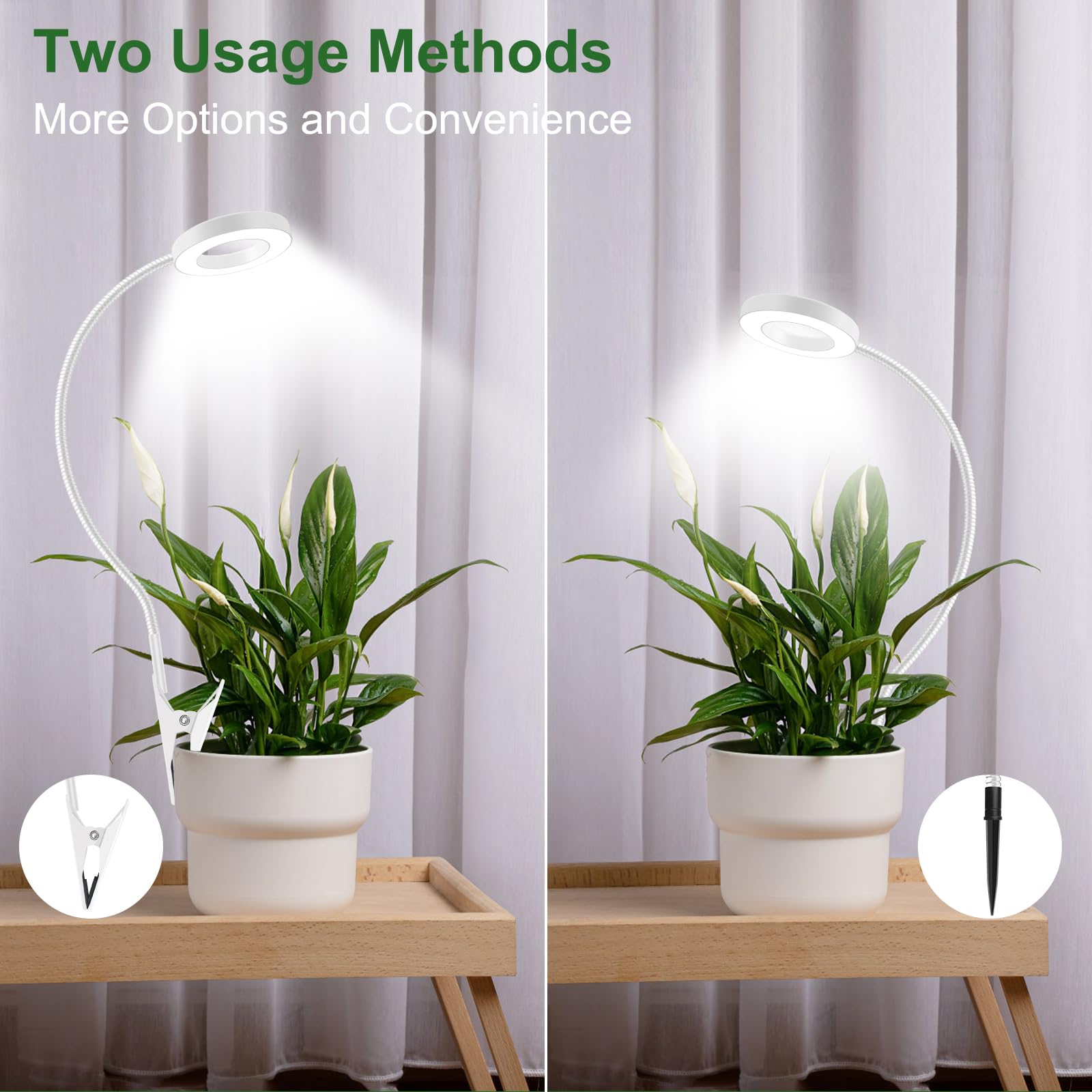 Grow Lights for Indoor Plants, Clip On 6500K Full Spectrum LED Grow Light, Two Installation Options Plant Light, 3 Colors Grow Lamp with 360?