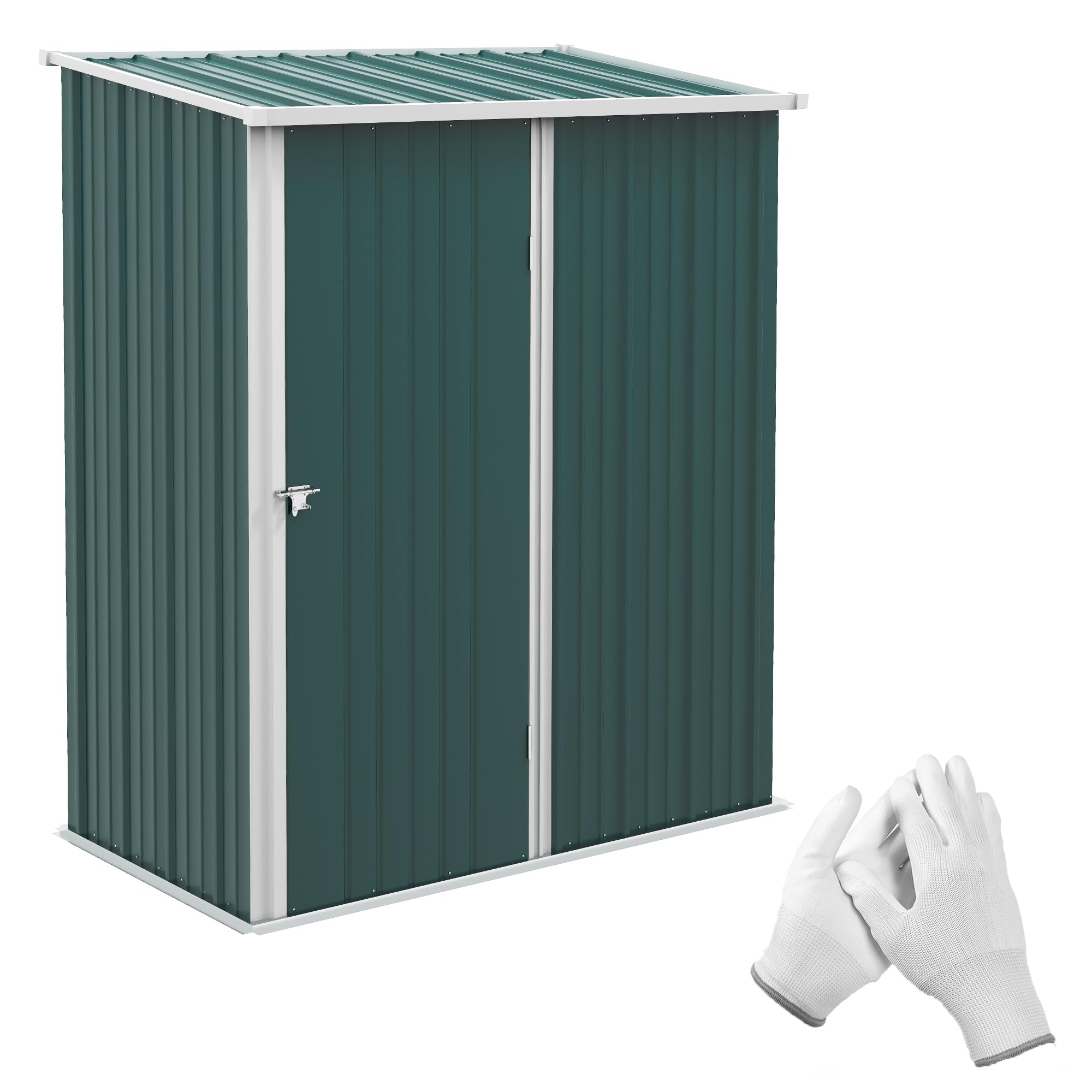 Outsunny 5ft x 3ft Lean to Garden Shed, Metal Outdoor Storage Shed with Single Lockable Door, Tool Storage Shed for Garden, Patio, Brown