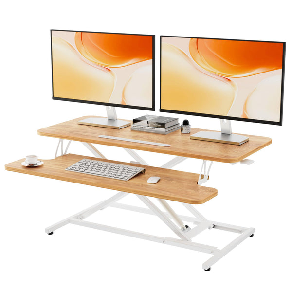 ERGOMAKER Standing Desk Converter, 36"/91cm Wide Height Adjustable Quick Sit to Stand Up Desk Riser for Dual Monitor