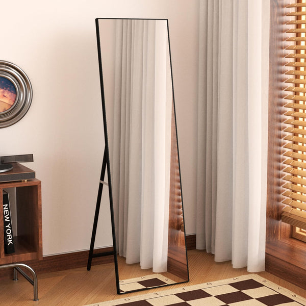 Hoikwo Standing Mirror 55.12x16.15 inches,Full Length Mirrors 140x41cm with Black Frame for Bedroom, Living Room or Bathroom