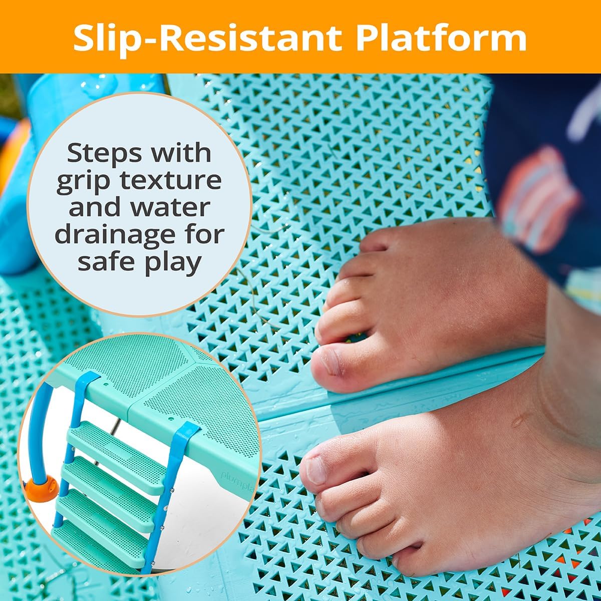 Plum Play Water Splash Station Outdoor Garden Water Play Set with Climbing Frame and Slide with Splash Pad and Sprinklers