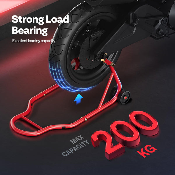 SPECSTAR Motorcycle Paddock Stand Combo 400kg Capacity Front and Rear Wheel Lift with U & L Fork Adjustable Swingarm Spool Stands for Motorbike Garage Repair Use Scissor Stand with 4 Wheels