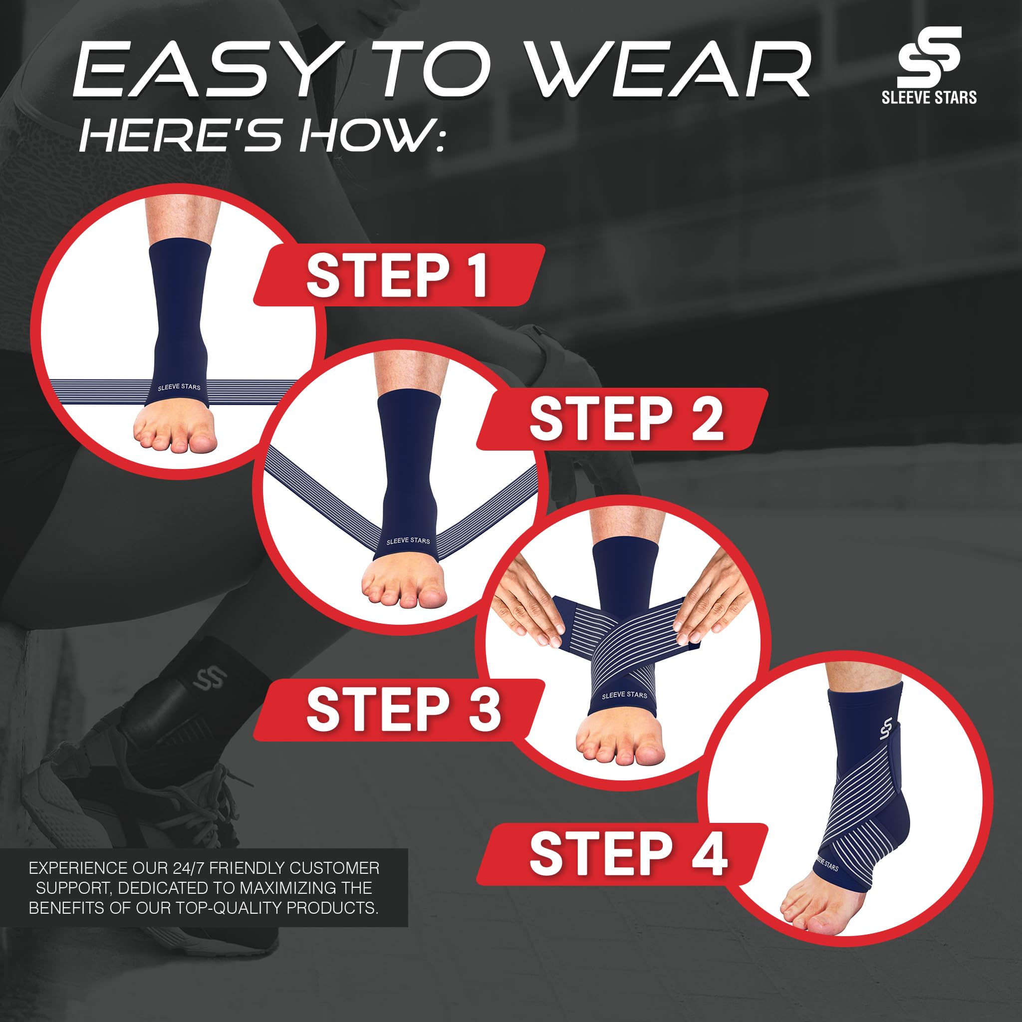 Sleeve Stars Ankle Brace for Sprained Ankle, Plantar Fasciitis Relief Ankle Support for Women & Men, Ankle Compression Sleeve w/Strap, Achilles Tendonitis Brace, Foot Brace Wrap (Single/Hot Pink)