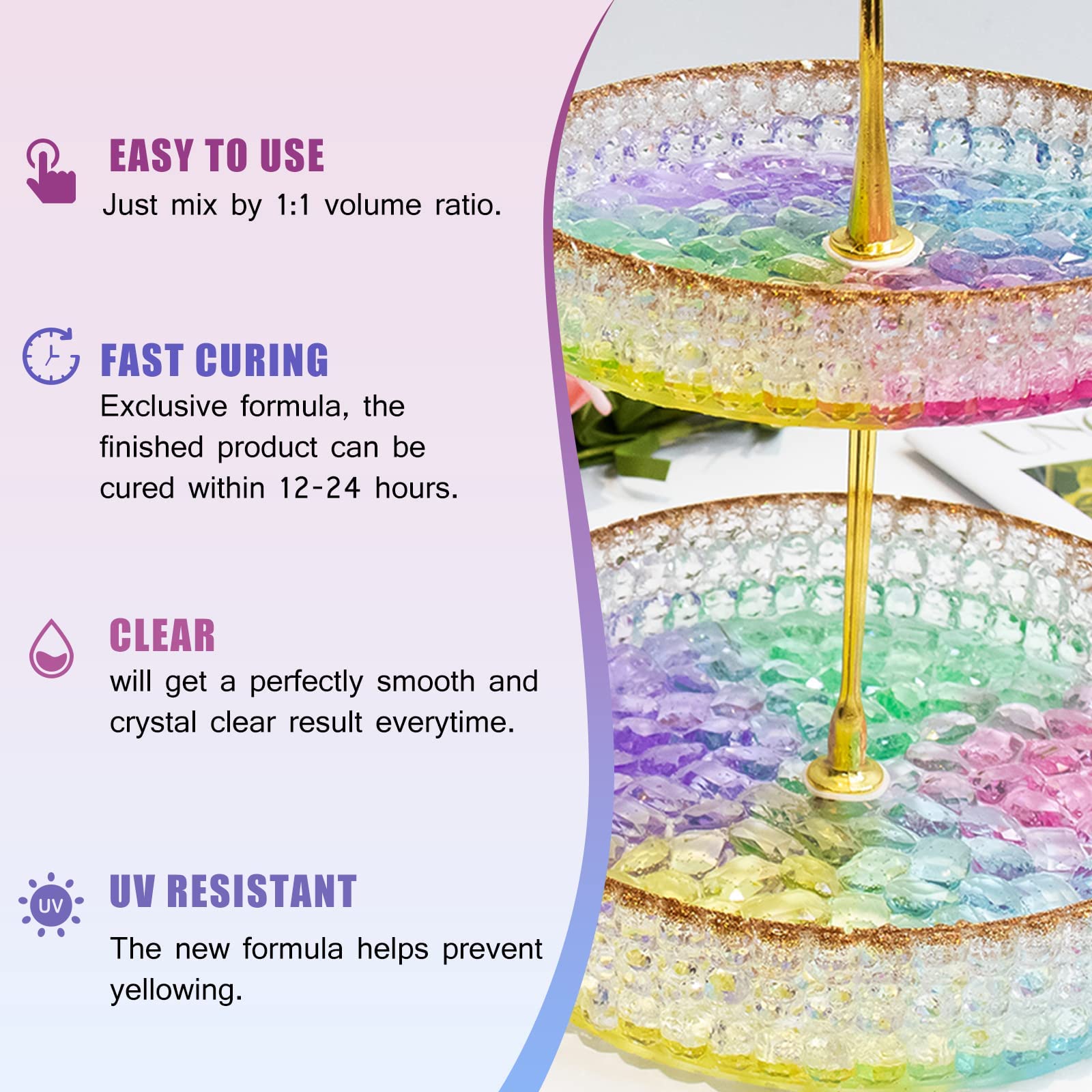 Epoxy Resin Crystal Clear Kit- 1 Gallon /128oz - Casting Resin for Jewellery DIY Art Coating Easy Cast Epoxy, with Sticks/Spreader/Nitrile