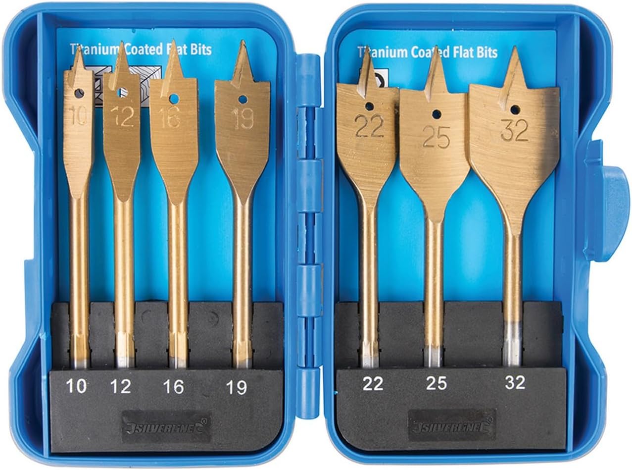 Silverline 279870 Titanium Coated Flat Bit Set 7pce 10 - 32 mm