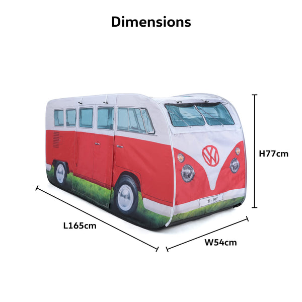 Volkswagen Camper Van Kids Pop Up Tent - Official VW UPF50+ Foldable Play Tent for Girls Boys - Multiple Colours