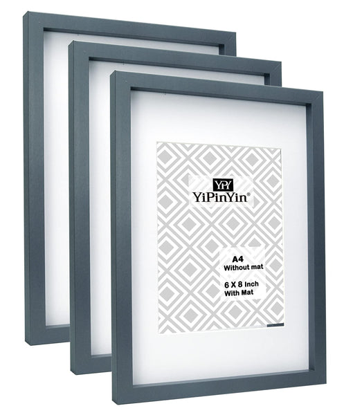 Black 50x70cm Boxed Picture Frames Set of 3 with Mounts for 40x60cm, 70x50cm poster frame with Acid Free mount for 40x60cm photo (Black 3Pack)