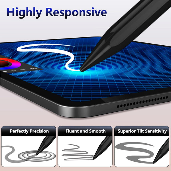 TQQ Pencil Compatible iPad 2018-2025, 2X Faster Charge, Pixel Precision, Tilt Sensitive Stylus Pen for Apple iPad 11/10/9/8/7/6th Gen, Pro 12.9/11/13 Inch M4, Air 3/4/5/M2/M3, Mini 5/6