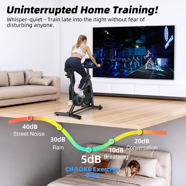 Exercise Bike, CHAOKE Stationary Bike for Home Fitness, Ultra-Quiet Magnetic Resistance Indoor Cycling Bike, Large Tablet Holder, Comfortable Seat, LCD Display, Strength Training