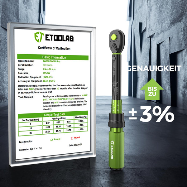 ETOOLAB 1/2 Torque Wrench Dual-Range【20-230Nm/10-170lbf-ft】±3% Precision, 72 Tooth Dual-Direction Adjustable Torque Wrench for Bicycle, Moto, Car Maintenance—3pcs