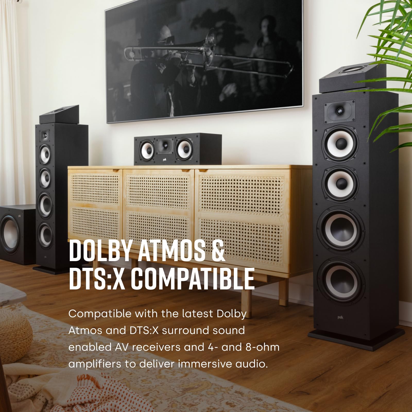 Polk Audio Polk Monitor MXT60 Compact Tower Speaker, HiFi and Home Cinema Speaker, Hi-Res Certified, Dolby Atmos and DTS:X Compatible (1 piece)