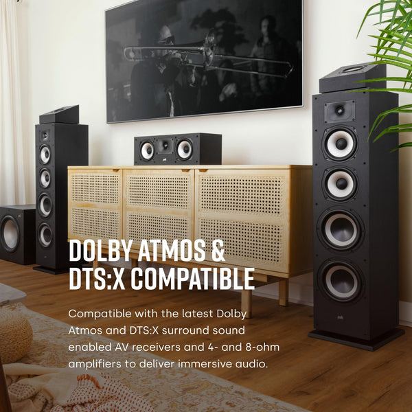 Polk Audio Polk Monitor MXT60 Compact Tower Speaker, HiFi and Home Cinema Speaker, Hi-Res Certified, Dolby Atmos and DTS:X Compatible (1 piece)