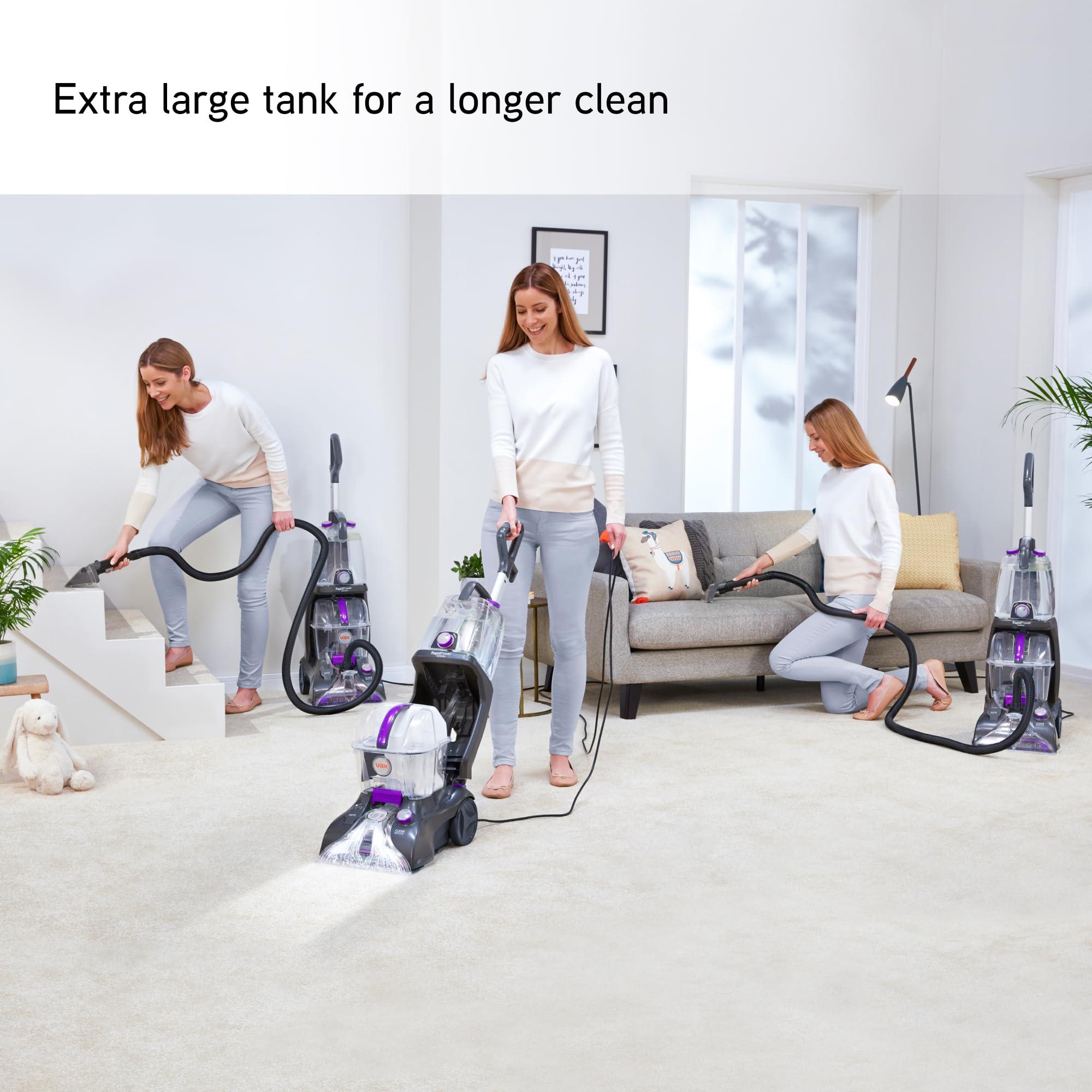 Vax Rapid Power Refresh Carpet Cleaner | Deep Clean and Leaves Carpets Dry in less than 1hr | XL Tank Capacity - CDCW-RPXR, Purple and Grey, 4.7L, 1200W