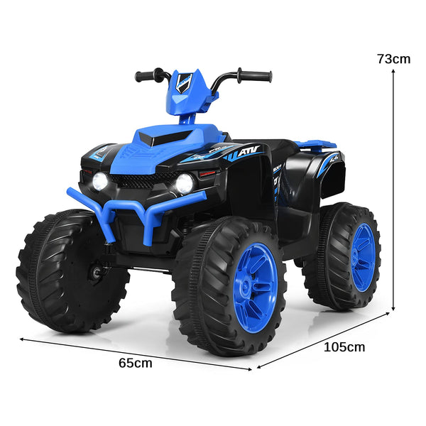 GYMAX Kids Electric Quad Bike, Children Ride On ATV with Bluetooth, Lights, Music, Horn, High/Low Speeds and Slow Start, 12 V Battery Powered Toy Car for 3-7 Years Boys Girls (Blue)