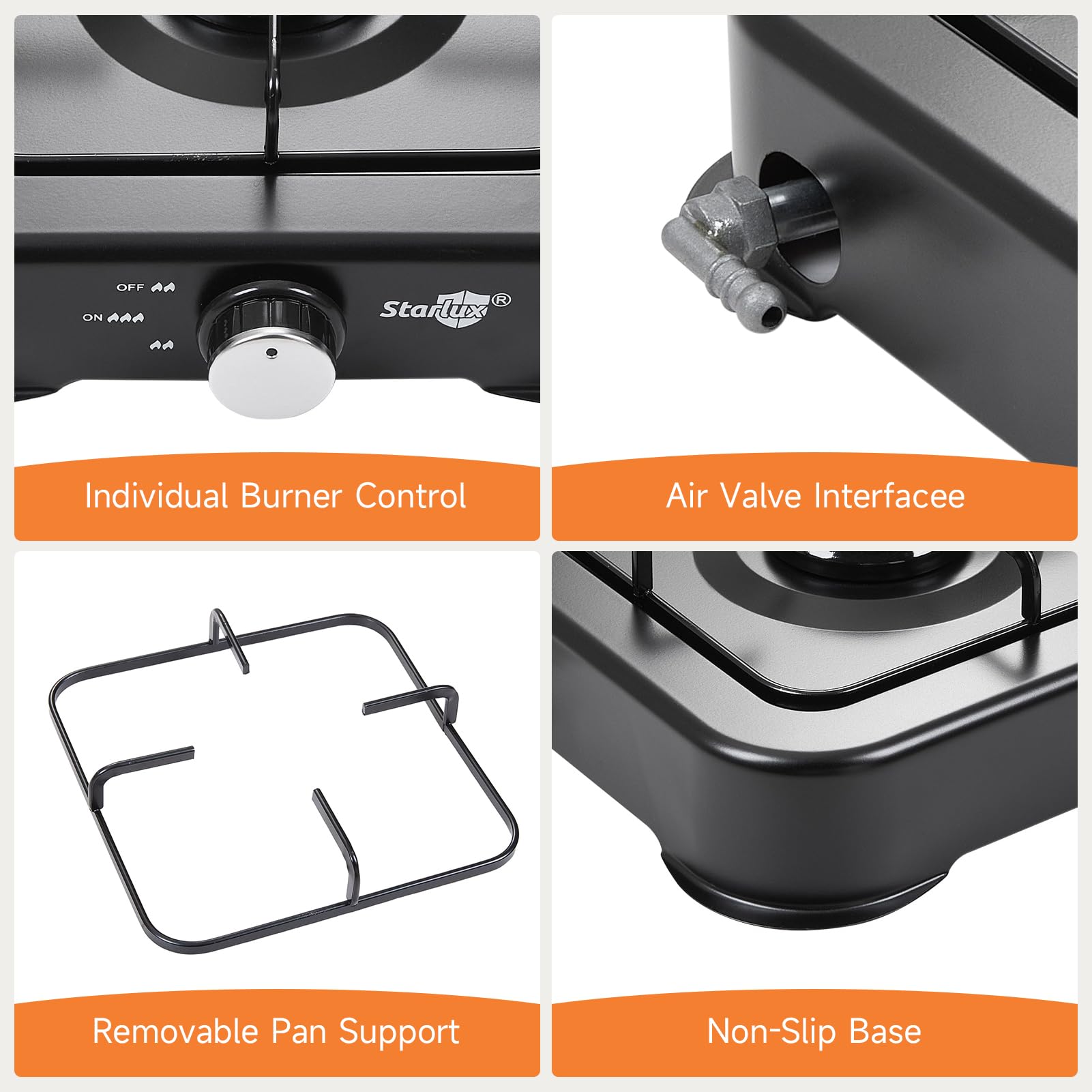 Warmiehomy Camping Gas Stove, Single Burner Portable Gas Stove, 2200W Gas Hob Cooker with Lid, Propane Camp Stoves for Camping, Garden, Travel, Outdoor Cooking