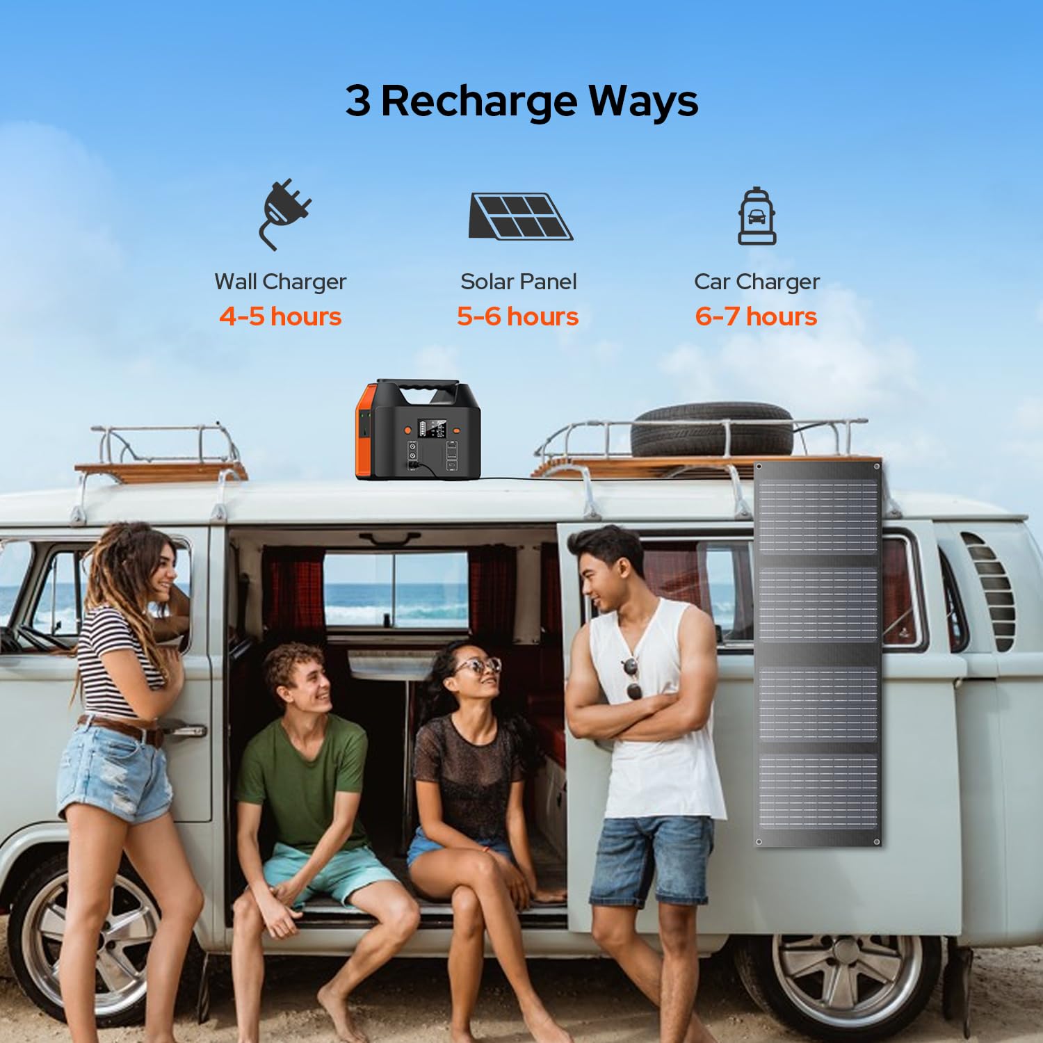 SinKeu Portable Power Station,27000mAh/99Wh Solar Generator with 230V/150W AC Outlet for Camping Emergency Outdoor Adventure Picnic Fishing Travel Party RV Trip(Solar Panel Not Included)