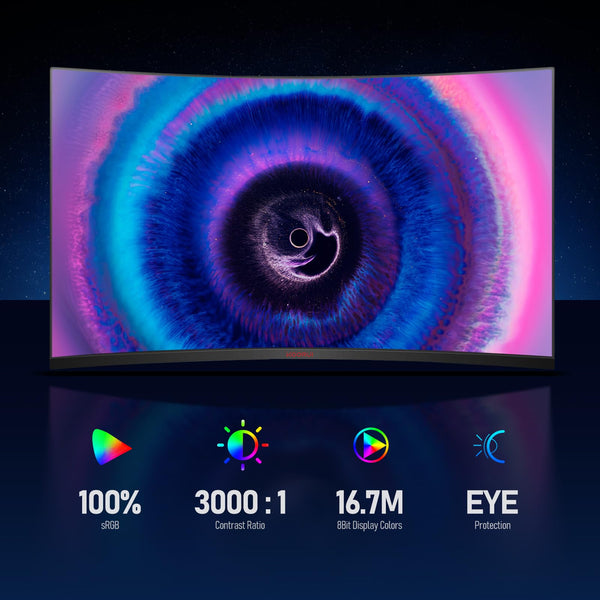 KOORUI 34 Inch Ultrawide Curved Gaming Monitor, 165Hz, WQHD 1440P, 1000R, MPRT 1MS, HDR 400, 2x HDMI 2.0, 1x DisplayPort 1.4, AdaptiveSync, Tilt/Height Adjustable, Black