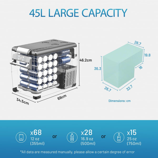 Alpicool CF45 45L Compressor Car Refrigerator, Portable Camping Fridge DC 12v Freezer for TruckCampervanRVBoat, -20℃ to 20℃
